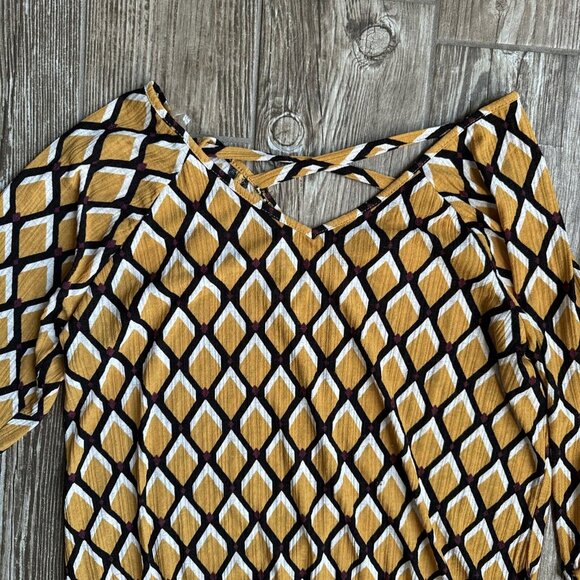 Naif Womens‎ Shirt Large Yellow Geometric Peasant Boho Anthropologie Light Top - Picture 4 of 10
